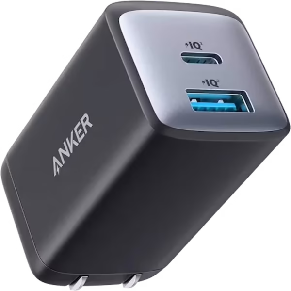 Anker 2 Port 725 GaN II 65W Charger Series 7 Black,The Ultra-Compact Dual-Port Charger