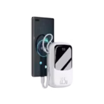 Baseus Qpow Pro Digital Display quick charging power bank 20000mAh 22.5W With Type-C Cable, White, built in cable